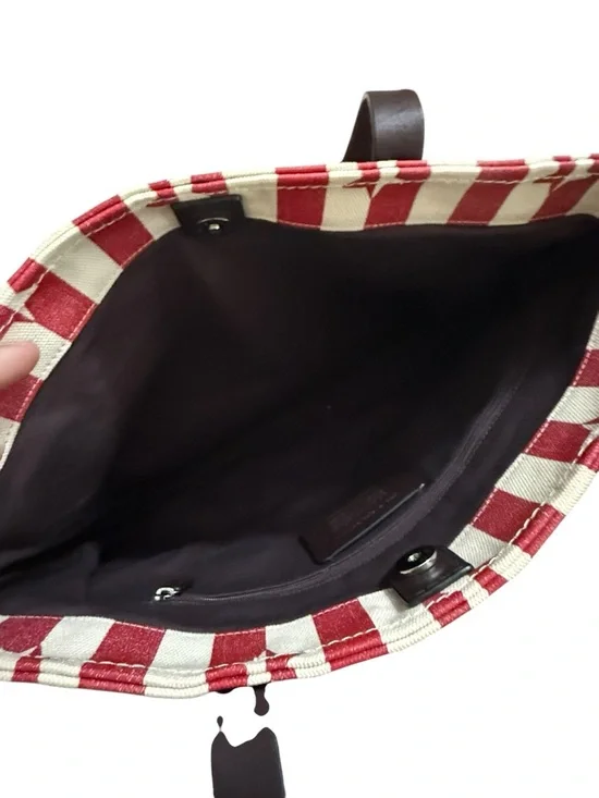 COACH Red & Cream Star Stripe Tote Bag - Picture 4 of 4